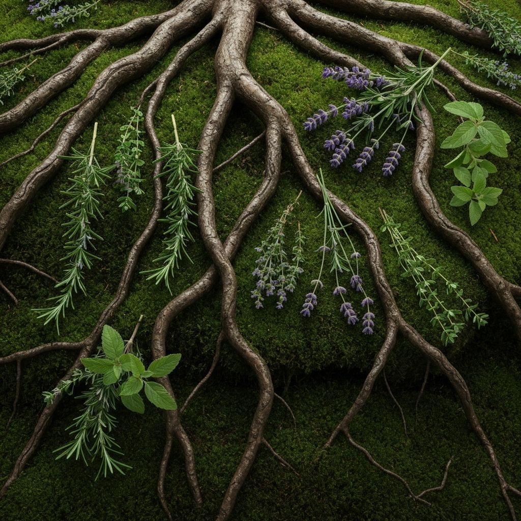 Forest roots and natural compounds